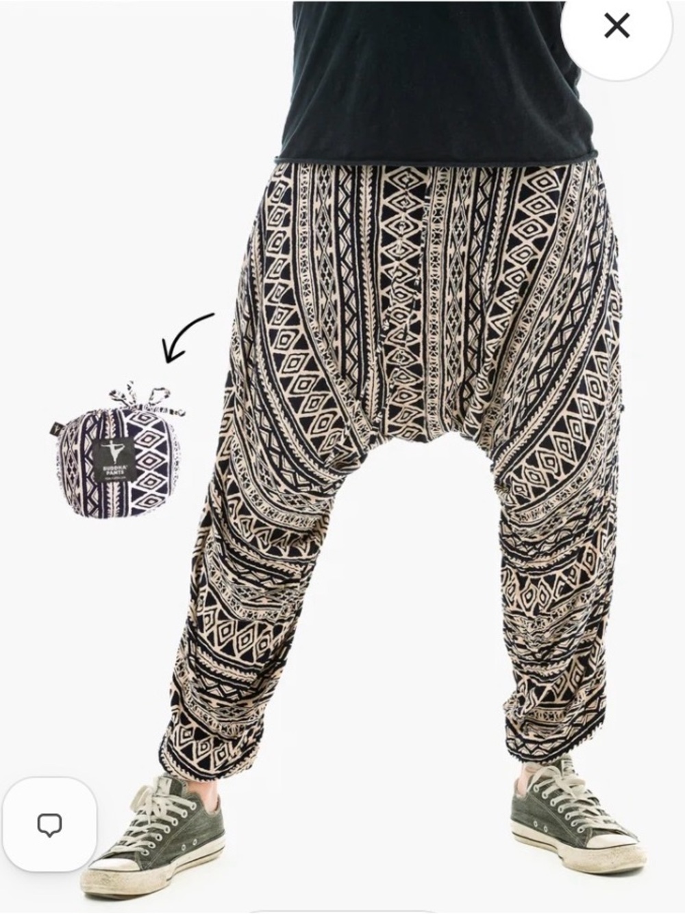 SAVANNAH FLAIR HAREM PANT • Buddha Pants• Beige Triangle Tribal• for all humans